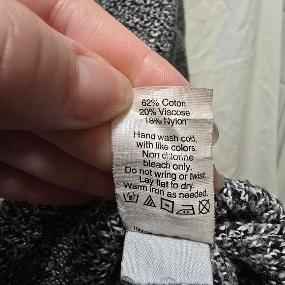 Madewell black white speckled heathered crossover back crewneck sweater XL - Picture 7 of 12